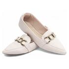 Sapatilha Mocassim Feminino Bico Fino Off White 156D