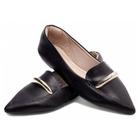 Sapatilha Mocassim Feminino Bico Fino Preto 155A