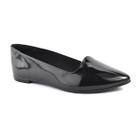 Sapatilha Moleca Casual Bico Fino Conforto Verniz Feminina Preto