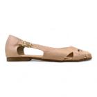 Sapatilha Peep Toe Com Recortes a Laser e Fivela de Ajuste Feminino Ciclame