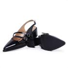 Sapatilha Scarpin Feminino Bico Fino Slingback Sapato Com Fivela Metálica Salto Baixo Elegância e Conforto e Qualidade