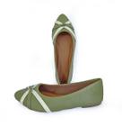 Sapatilha Verde Fosco com Tiras Trançadas Bico Fino Feminino