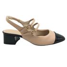 Sapato Bebecê Slingback com Fivelas Nude com Preto 4618322