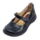 Sapato Boneca Baixo Retro Conforto em couro Preto Serella