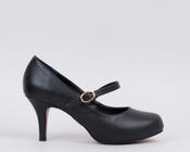 Sapato Boneca Salto Fino 7cm Couro Preto CBK