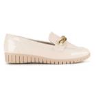 Sapato Campesí Mocassim Feminino Crôco Off-White