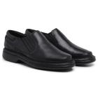 Sapato Casual Conforto KRN Shoes de Couro Liso com Elastico e Bico Redondo