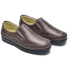 Sapato Casual em Couro Costura Manual Krn Shoes com Elástico e Sola Borracha