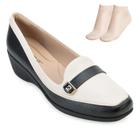 Sapato Clássico Feminino Preto/Off White Piccadilly 143204-1