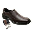 Sapato Confort Masculino Social em Couro Ortopédico + Cinto (SL5010)