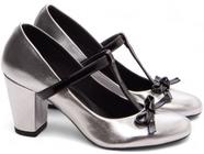 Sapato Feminino Boneca Mary Jane Prata AVS 771C