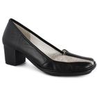 Sapato Feminino J Gean Preto em Couro Estilo Retro Vintage Salto Médio Confortável FC0003