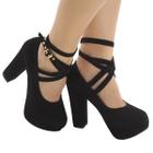 Sapato feminino meia pata salto grosso preto er0048