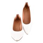 Sapato Feminino Scarpin Salto Baixo Social Verniz Branco