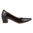 Sapato Feminino Scarpin Salto Bloco Social Verniz Preto