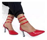 Sapato Feminino Scarpin Salto Médio 3 Tiras Elegante 129