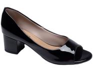 Sapato Feminino Torricella Peep Toe Salto Baixo Grosso Preto Cores