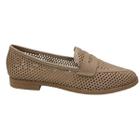 Sapato Loafer Feminino Nude Couro Corte a Laser Giulia Domna