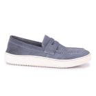 Sapato Masculino Casual Elegante Couro Camurça Azul Confort