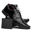 Sapato Masculino em Verniz Preto Super Confortável e Estiloso + Carteira e Cinto