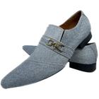 Sapato Masculino Italiano Em Brim Jeans Cinza Ref: D744