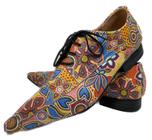 Sapato Masculino Italiano Em Couro Floral Collors Ref: D696