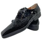 Sapato Masculino Italiano Em Couro Preto Executivo Croco Verniz Ref: D622