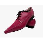 Sapato Masculino Italiano Em Couro Rosa Bico Alongado Ref: D857