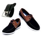 Sapato Masculino Moderno Estilo Mocassim Solado Costurado + Cinto