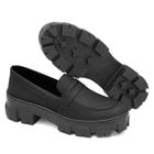 Sapato Mocassim Conforto Tratorado Casual Feminino Preto