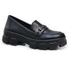 Sapato Mocassim Elegante Solado Tratorado Feminino Moda Lançamento Preto