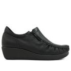 Sapato Mocassim Usaflex Anabela Couro Zíper 5766PL