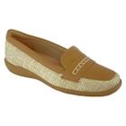 Sapato Modare Comfort Slip On Anabela Feminino Creme Caramelo