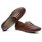 Sapato Oxford Couro Feminino Cadarço Brogue Conforto Estilo
