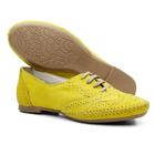 Sapato Oxford Feminino Casual Em Couro Q&A Calçados Amarelo