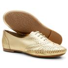 Sapato Oxford Feminino Casual Em Couro Q&A Calçados Ouro