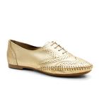 Sapato Oxford Feminino de Couro Metalizado Conforto Premium