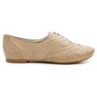 Sapato Oxford Feminino Moderno Macio Bico Redondo Picotado Elegante Casual Couro Delicado