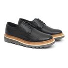 Sapato Oxford Masculino Derby Tratorado Couro Premium Liso