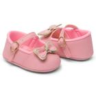 Sapato pimpolho menina laço rosa pink 01 ao 04 antiderrapante