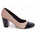 Sapato Scarpin Boneca Bico Redondo Rose e Preto 769C