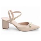 Sapato Scarpin Feminino Bege Salto Grosso 6cm 692C