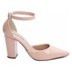 Sapato Scarpin Feminino Dourado Com Salto Alto Bico Fino