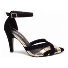 Sapato Scarpin Feminino Preto Metalizado Ouro Light 67086A