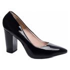 Sapato Scarpin Feminino Preto Salto Alto Bloco e Bico Fino, Elegância e Conforto 