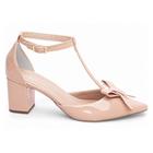 Sapato Scarpin Feminino Verniz Rosa Salto Grosso 6,5cm 682B