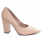 Sapato Scarpin na Cor Rose Bico Redondo, Sapatos Feminino, Com Salto Alto Bloco