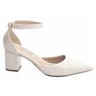 Sapato Scarpin Off White Salto Grosso Baixo 6,5cm 606B