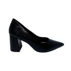 Sapato Scarpin Preto em Couro Salto Bloco Usaflex