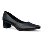 Sapato Scarpin Salto Grosso Baixo Bico Fino Fosco Comfort Feminino